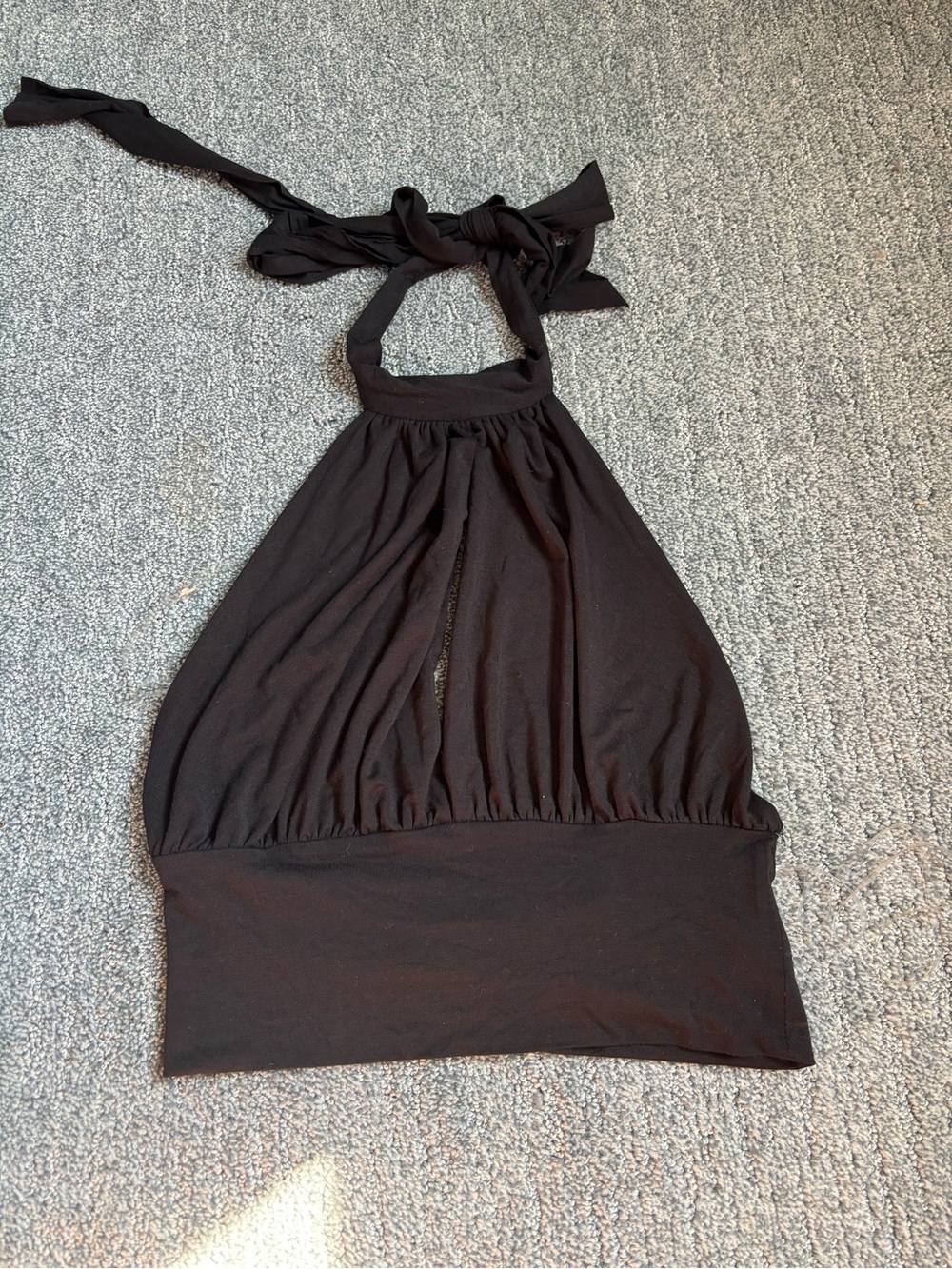 Black Halter Tie-Back Top
